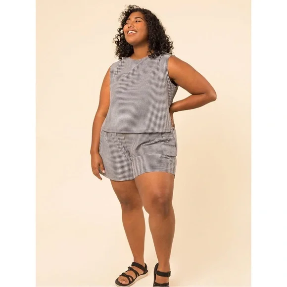 Wayre Shift & Snap Gingham Sleeveless No Iron Travel Cropped Tank Top Blouse - Picture 2 of 13